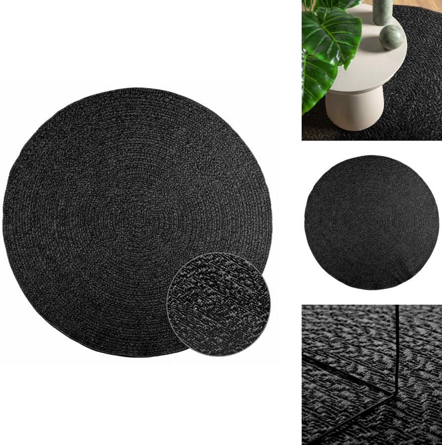 VidaXL Vloerkleed ZIZUR 200 cm Jute Look Antraciet Vloerkleed Outdoor Tapijten Tuintapijt Antieke Vloerkleed Jute Look