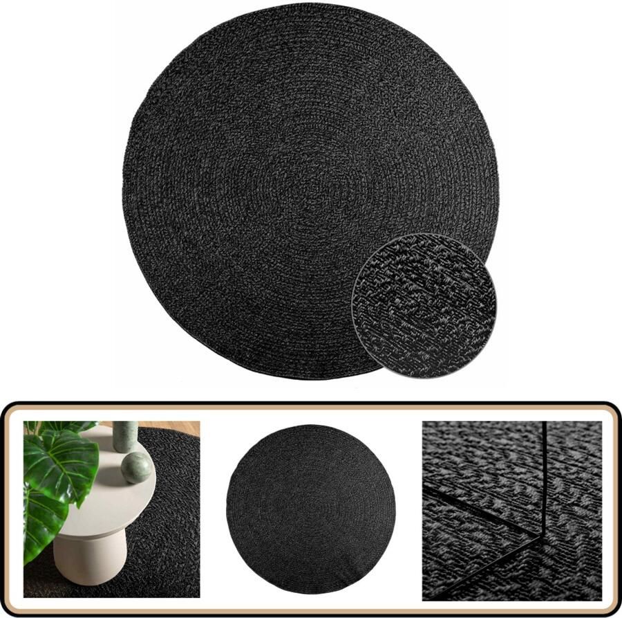 VidaXL Vloerkleed ZIZUR 200 cm Jute Look Antraciet Vloerkleed Outdoor Tapijten Tuintapijt Antieke Vloerkleed Jute Look - Foto 2