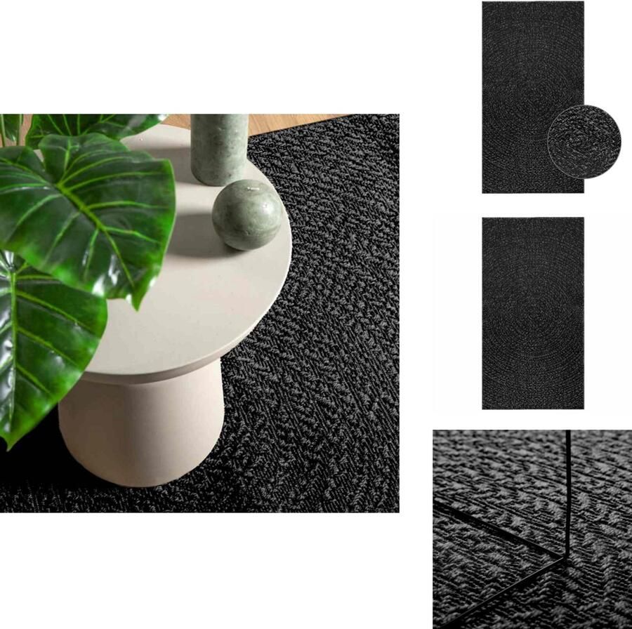VidaXL Vloerkleed Vloerkleden Tapijt Vloerbedekking Vloerkleed ZIZUR binnen en buiten 80x150 cm jute look antraciet - Foto 2