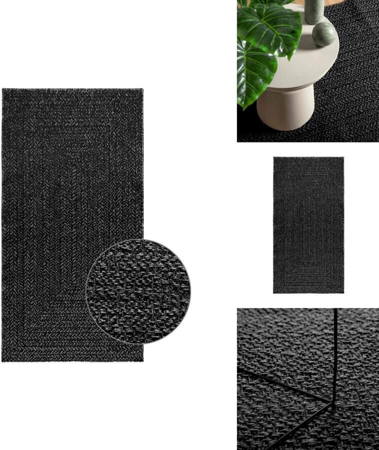 VidaXL Vloerkleed Vloerkleden Tapijt Vloerbedekking Vloerkleed ZIZUR binnen en buiten 80x150 cm jute look antraciet
