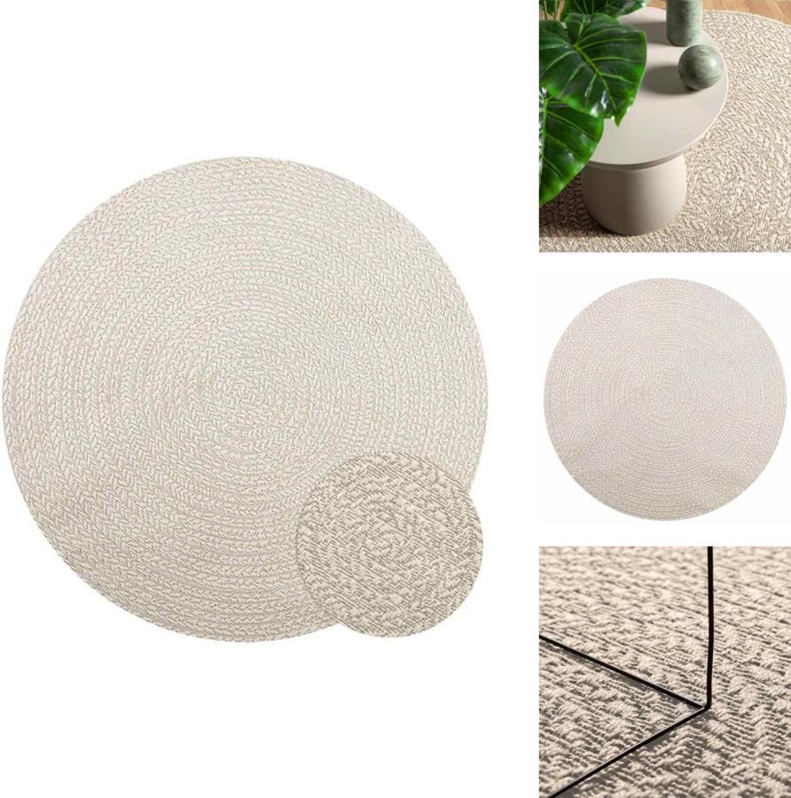 VidaXL Vloerkleed ZIZUR Crème Ø 160 cm Jute Look Vloerkleed Tuintapijt Terras Tapijt Outdoor Tapijt Kruipend Tapijt - Foto 2