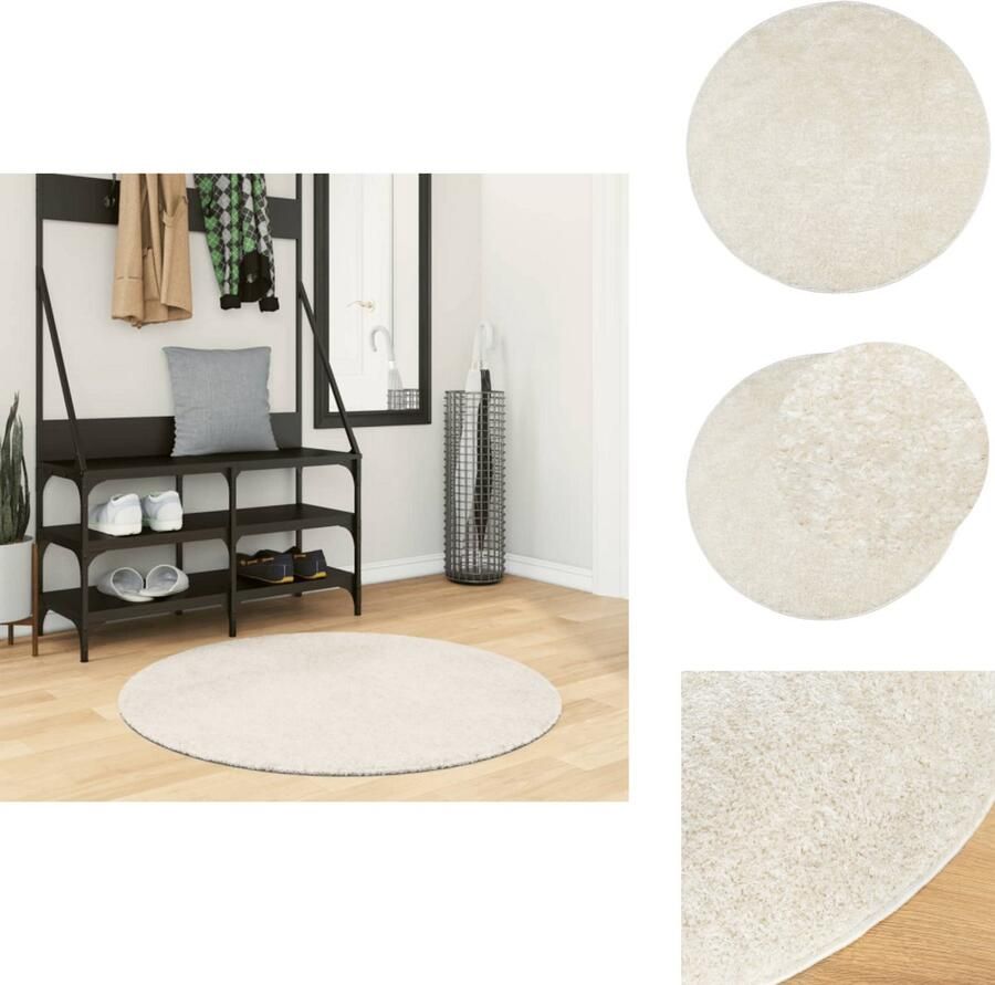 VidaXL Vloerkleed Vloerkleden Tapijt Vloerkleed ISTAN hoogpolig glanzend Ø 100 cm crèmekleurig