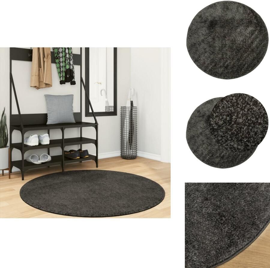 VidaXL Vloerkleed Vloerkleden Tapijt Vloerkleed ISTAN hoogpolig glanzend Ø 120 cm asntracietkleurig