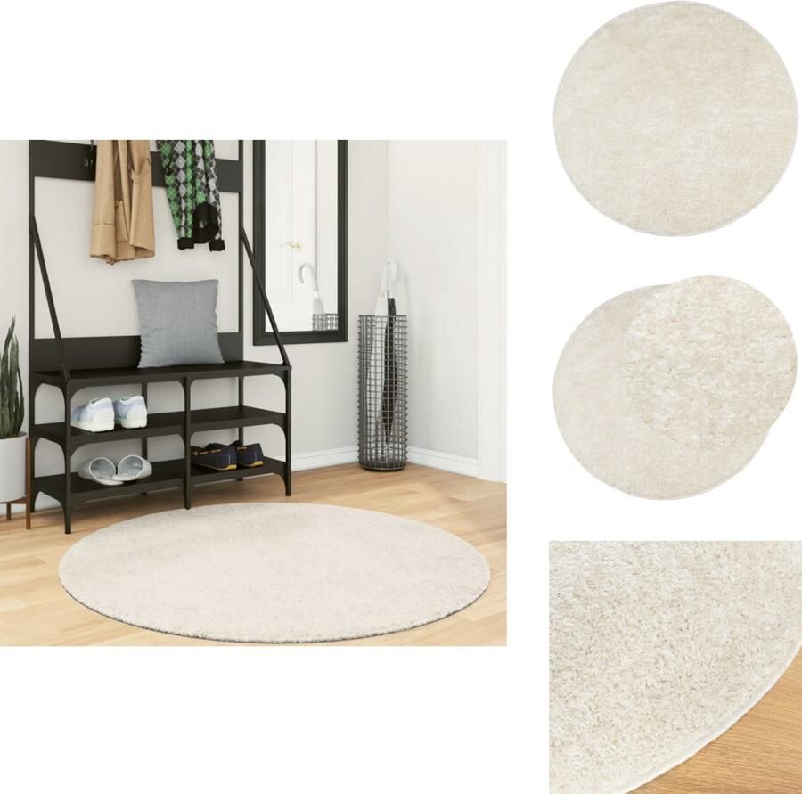 VidaXL Vloerkleed Vloerkleden Tapijt Vloerkleed ISTAN hoogpolig glanzend Ø 120 cm crèmekleurig