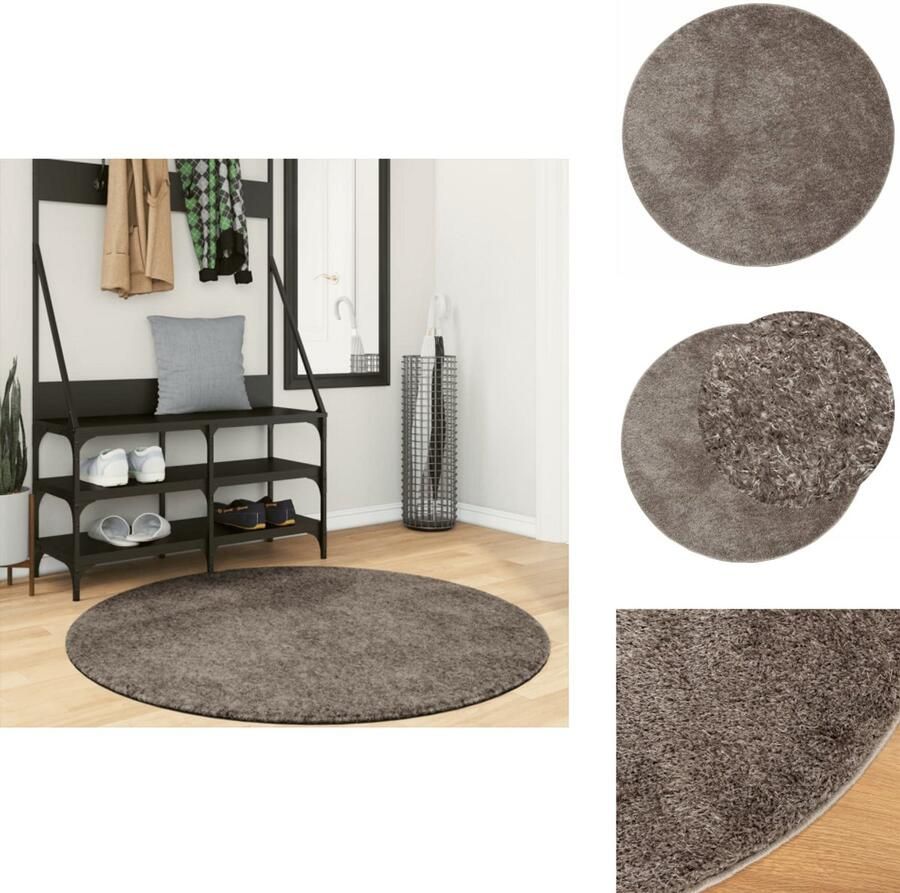 VidaXL Vloerkleed Vloerkleden Tapijt Vloerkleed ISTAN hoogpolig glanzend Ø 120 cm grijs