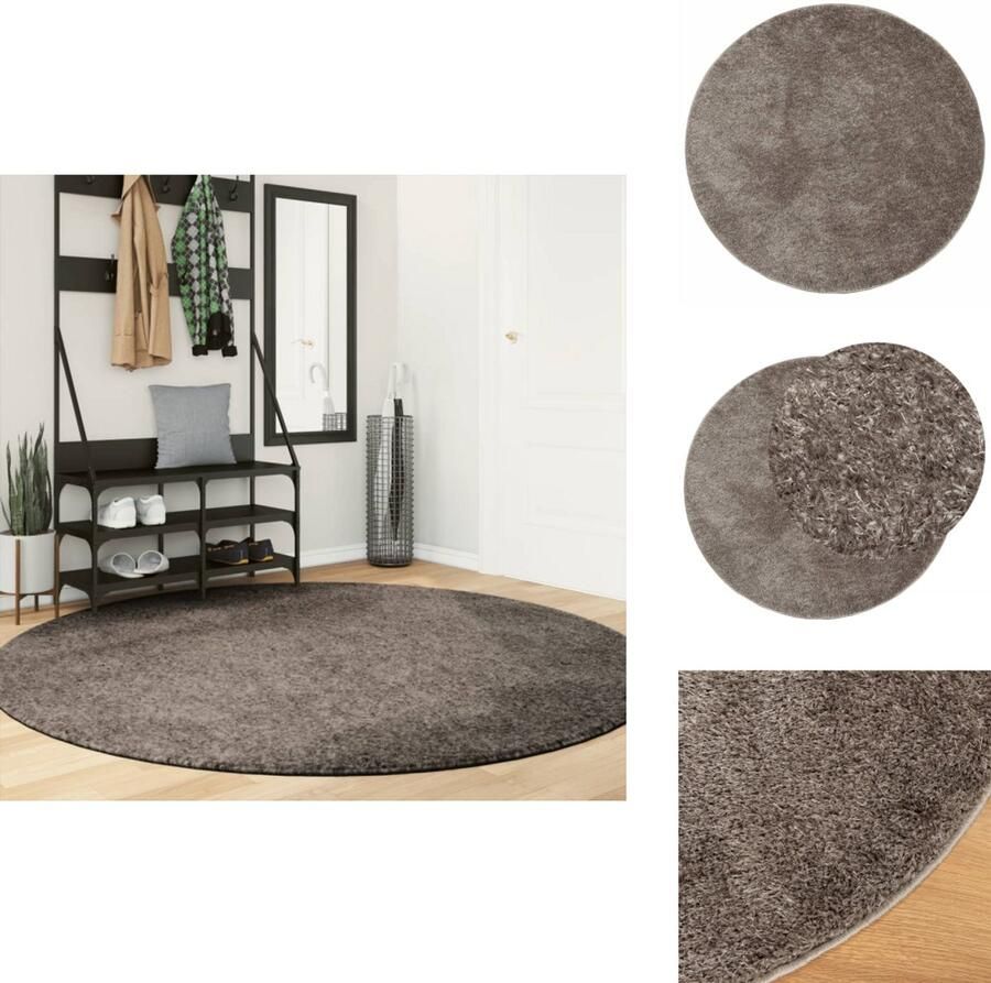 VidaXL Vloerkleed Vloerkleden Tapijt Vloerkleed ISTAN hoogpolig glanzend Ø 200 cm grijs