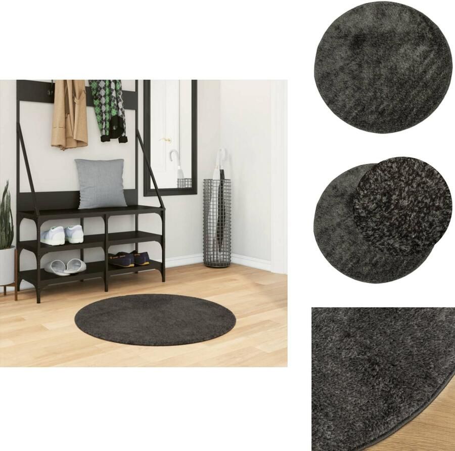 VidaXL Vloerkleed Vloerkleden Tapijt Vloerkleed ISTAN hoogpolig glanzend Ø 80 cm antracietkleurig