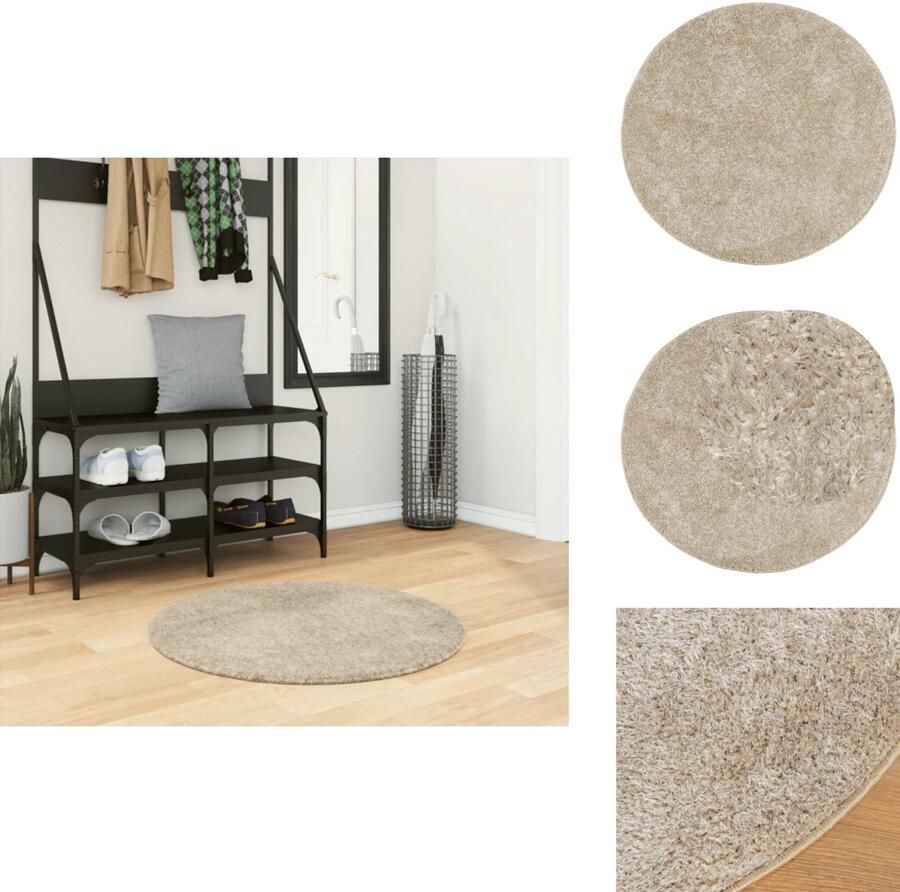 VidaXL Vloerkleed Vloerkleden Tapijt Vloerkleed ISTAN hoogpolig glanzend Ø 80 cm beige