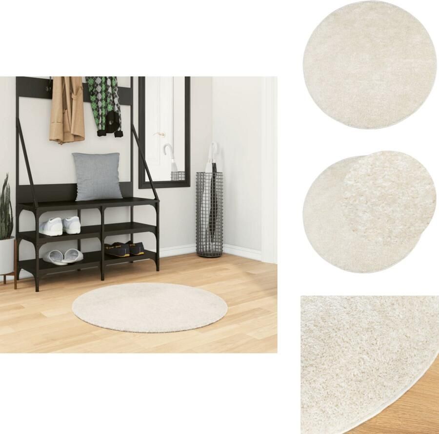 VidaXL Vloerkleed Vloerkleden Tapijt Vloerkleed ISTAN hoogpolig glanzend Ø 80 cm crèmekleurig