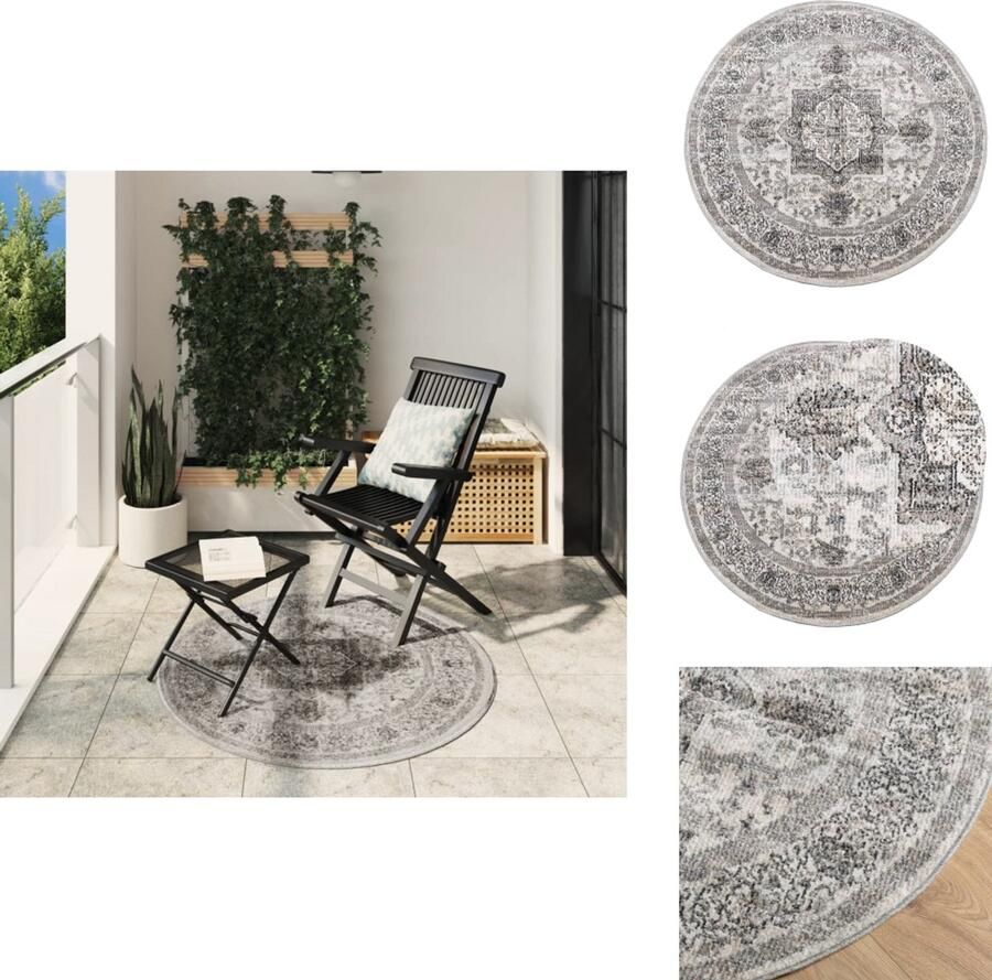 VidaXL Vloerkleed Vloerkleden Vloerkleed ARBIZU binnen en buiten vintage stijl Ø 120 cm