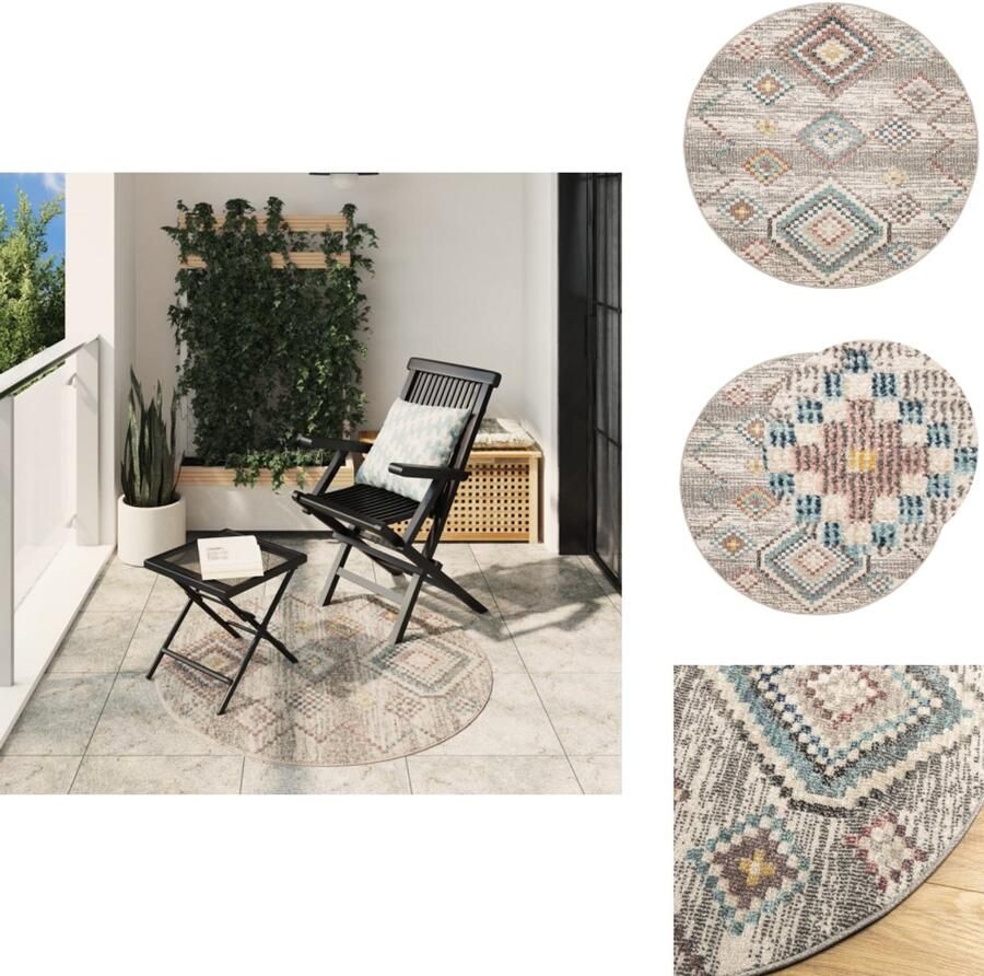 VidaXL Vloerkleed Vloerkleden Vloerkleed ARBIZU binnen en buiten vintage stijl Ø 120 cm