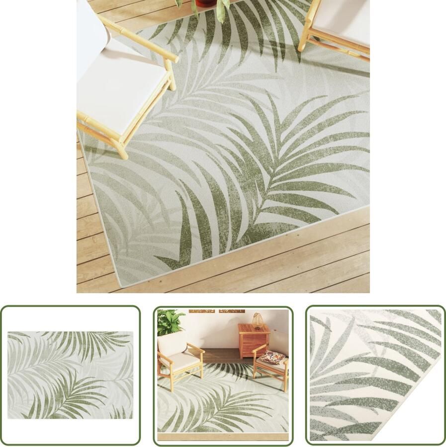 The Living Store Vloerkleed Binnen en Buiten 160 x 230 cm Meerkleurig Sorona Dupont Polyester Bladpatroon Vloerkleed Binnen Buiten Modern Design