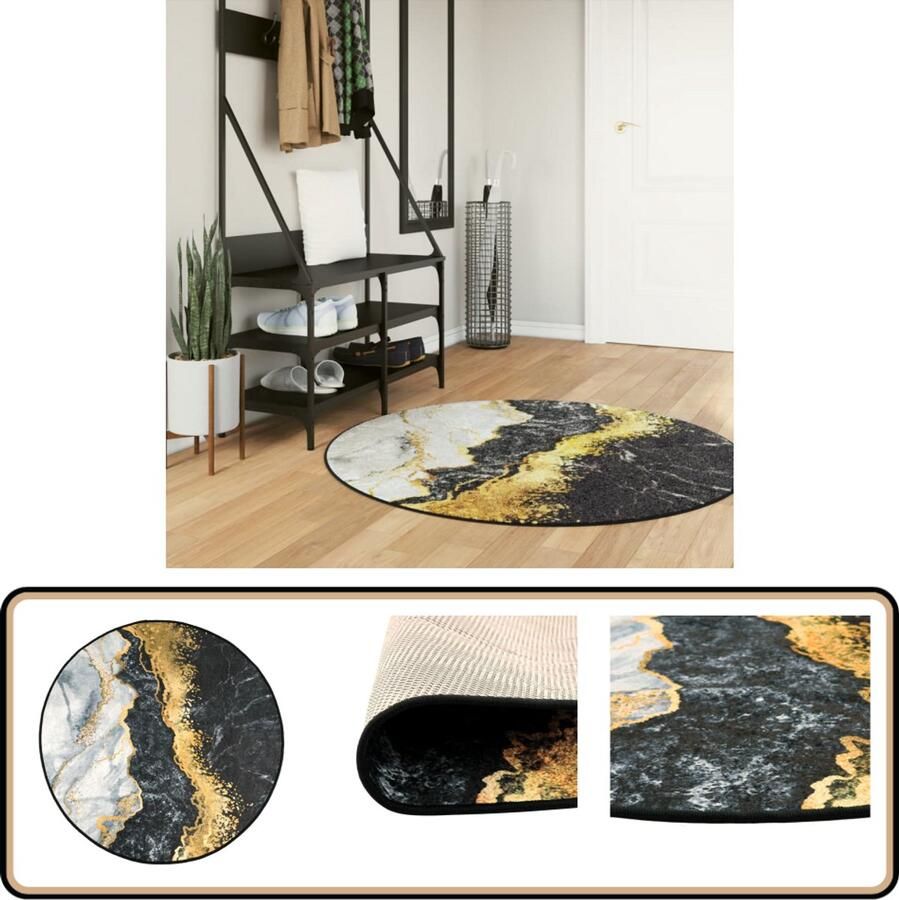 VidaXL Vloerkleed Wasbaar Anti-Slip 120 cm Multicolor Vloerkleed Tapijten Multikleurige Vloerkleed Ronde Vloerkleed Fluweel Vloerkleed Anti Slip Vloerkleed Wasbare Vloerkleed Geluidsisolatie Vloerkleed