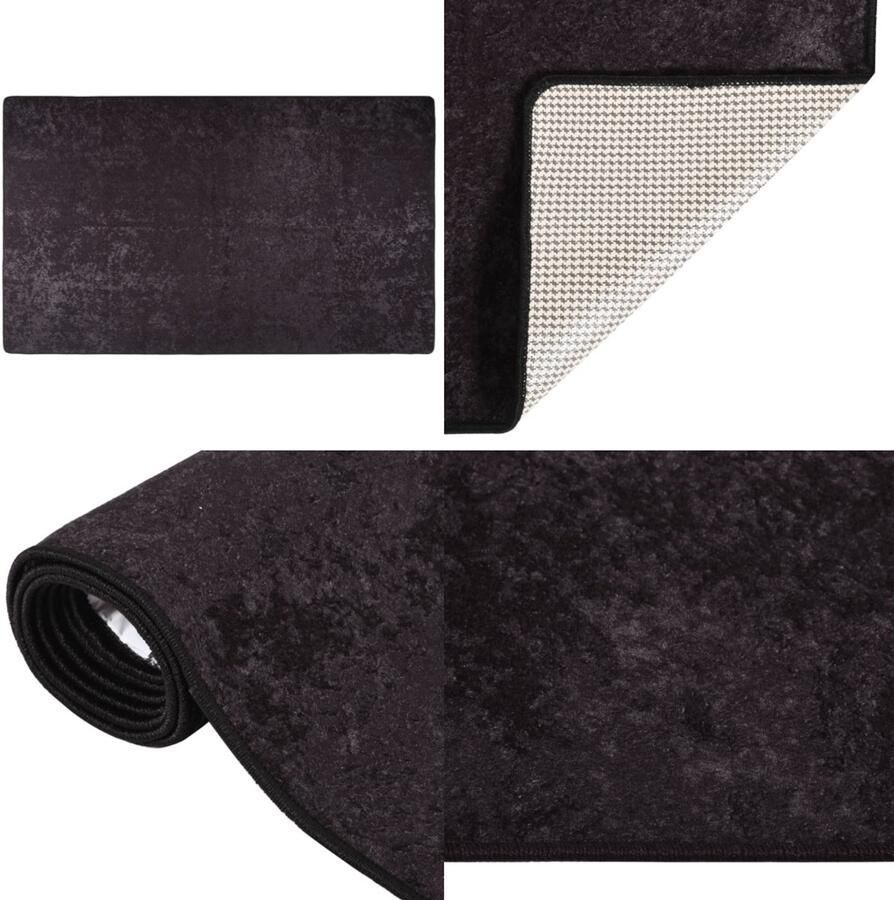 VidaXL Vloerkleed wasbaar anti-slip 120x180 cm antracietkleurig Vloerkleed Vloerkleden Loper Vloerkleed Loper Vloerkleden