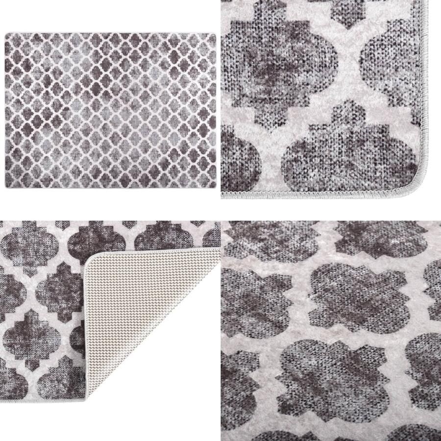 VidaXL Vloerkleed wasbaar anti-slip 120x180 cm meerkleurig Vloerkleed Vloerkleden Loper Vloerkleed Loper Vloerkleden