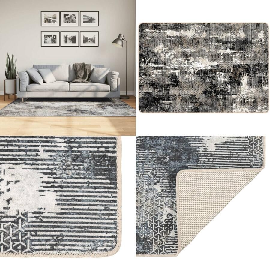 VidaXL Vloerkleed wasbaar anti-slip 120x180 cm meerkleurig Vloerkleed Vloerkleden Tapijt Vloerbedekking