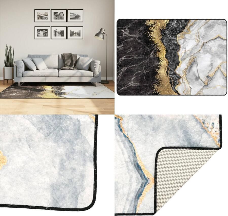 VidaXL Vloerkleed wasbaar anti-slip 120x180 cm meerkleurig Vloerkleed Vloerkleden Tapijt Vloerbedekking