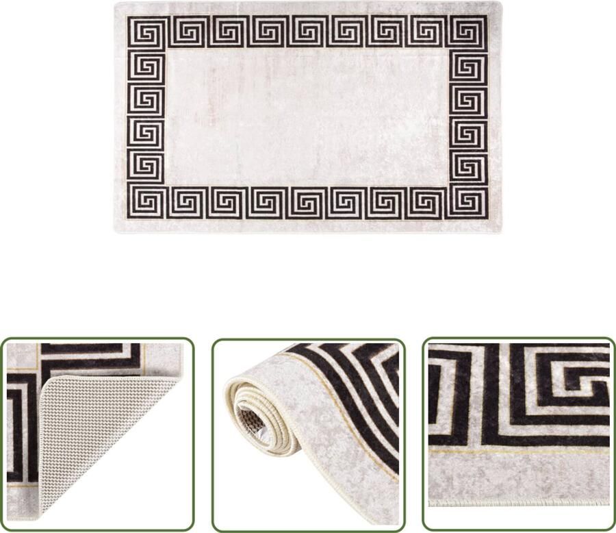 VidaXL Vloerkleed Wasbaar Anti-slip 120x180 cm Vloerkleed Fluweel Beige Warm Gevoel Zachtheid Geluid Absorberend Antislip Wasbaar Modern Design Woonkamer Slaapkamer