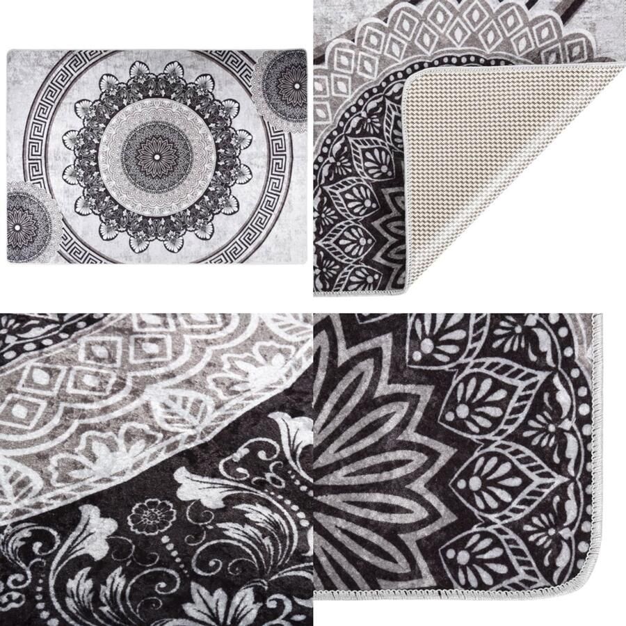 VidaXL Vloerkleed wasbaar anti-slip 150x230 cm meerkleurig Vloerkleed Vloerkleden Tapijt Vloerbedekking