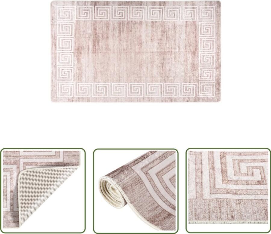 VidaXL Vloerkleed Wasbaar Anti-slip 150x230 cm Vloerkleden Beige Vloerkleed Fluweel Vloerkleed Anti Slip Vloerkleed Groot Vloerkleed Woonkamer Vloerkleed Slaapkamer Vloerkleed