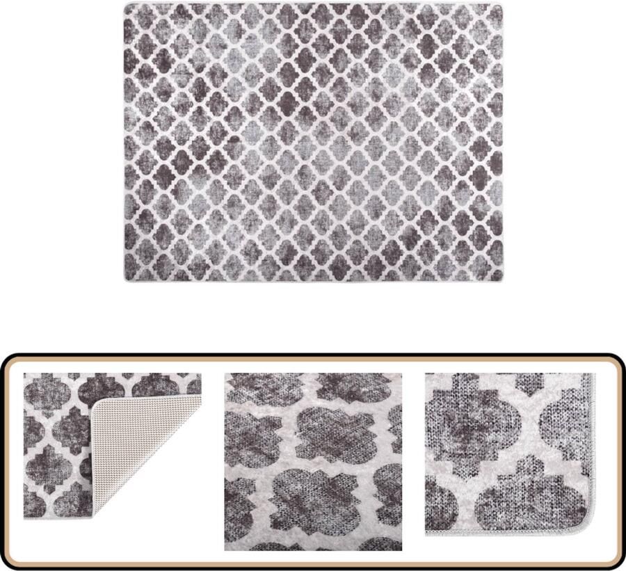 VidaXL Vloerkleed Wasbaar Anti-slip 150x230 cm Vloerkleed Tapijt Multifunctioneel Warm Gevoel Gezellig