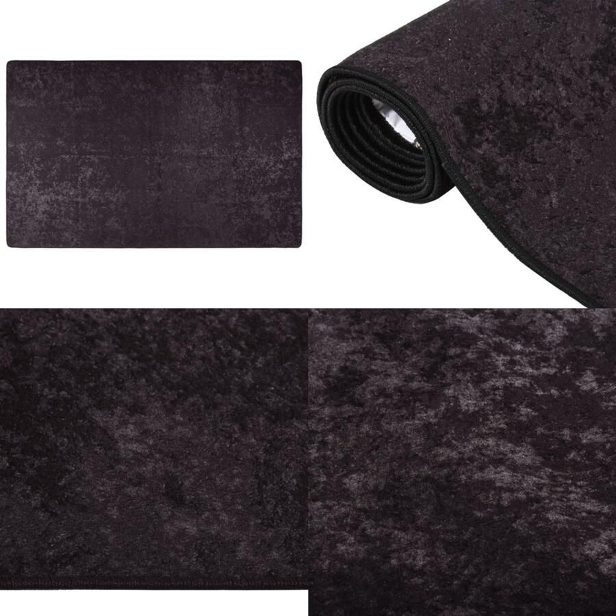 VidaXL Vloerkleed wasbaar anti-slip 160x230 cm antracietkleurig Vloerkleed Vloerkleden Loper Vloerkleed Loper Vloerkleden