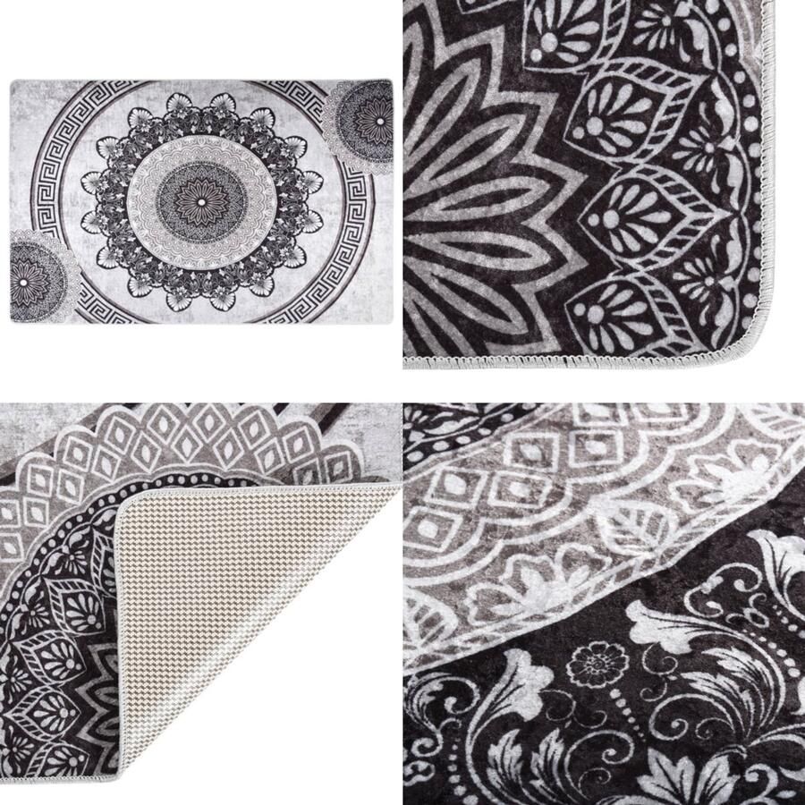 VidaXL Vloerkleed wasbaar anti-slip 160x230 cm meerkleurig Vloerkleed Vloerkleden Loper Vloerkleed Loper Vloerkleden