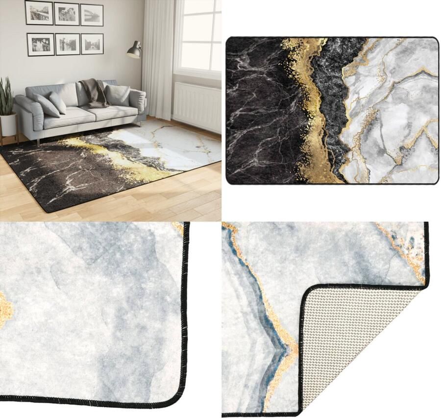 VidaXL Vloerkleed wasbaar anti-slip 160x230 cm meerkleurig Vloerkleed Vloerkleden Tapijt Vloerbedekking