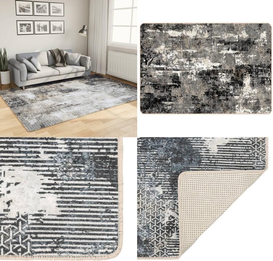 VidaXL Vloerkleed wasbaar anti-slip 160x230 cm meerkleurig Vloerkleed Vloerkleden Tapijt Vloerbedekking