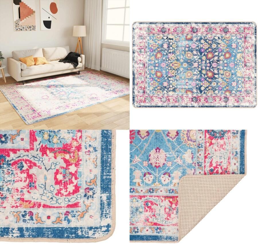 VidaXL Vloerkleed wasbaar anti-slip 160x230 cm meerkleurig Vloerkleed Vloerkleden Tapijt Vloerbedekking - Foto 2