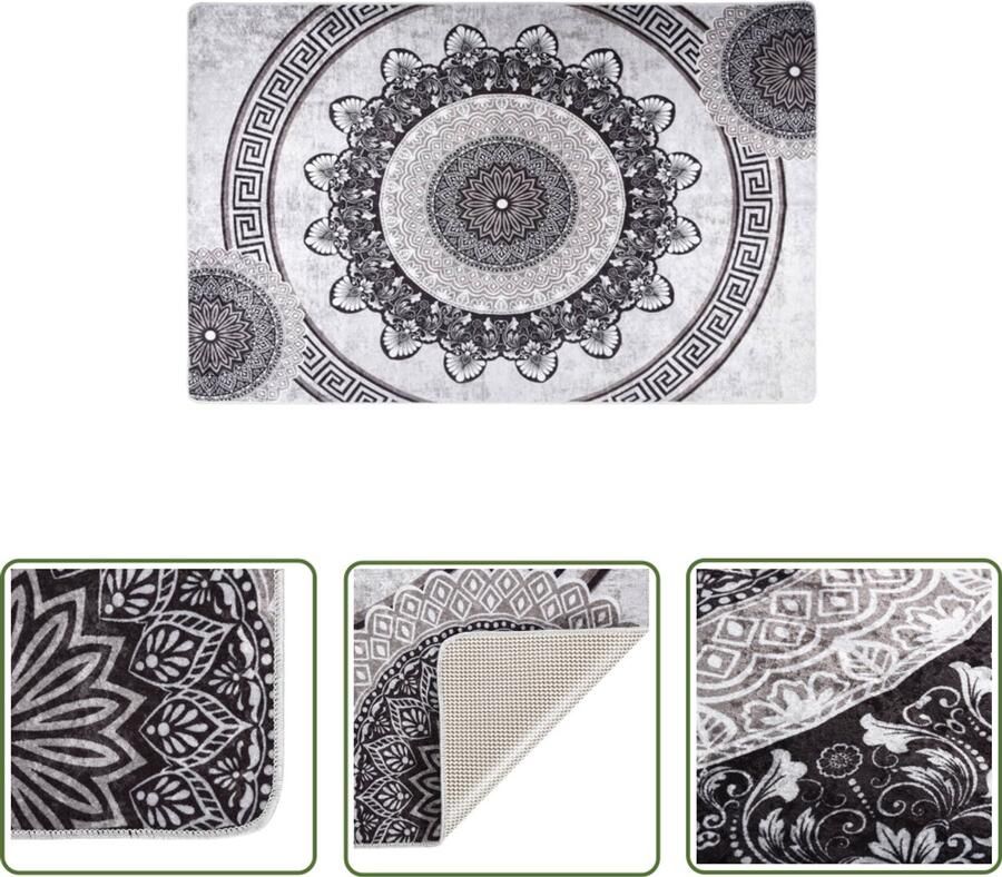 VidaXL Vloerkleed Wasbaar Anti-slip 160x230 cm Vloerkleed Fluweel Multikleurig Warm Gevoel Zachtheid Geluiddempend Antislip Wasmachine Bestendig Modern Design