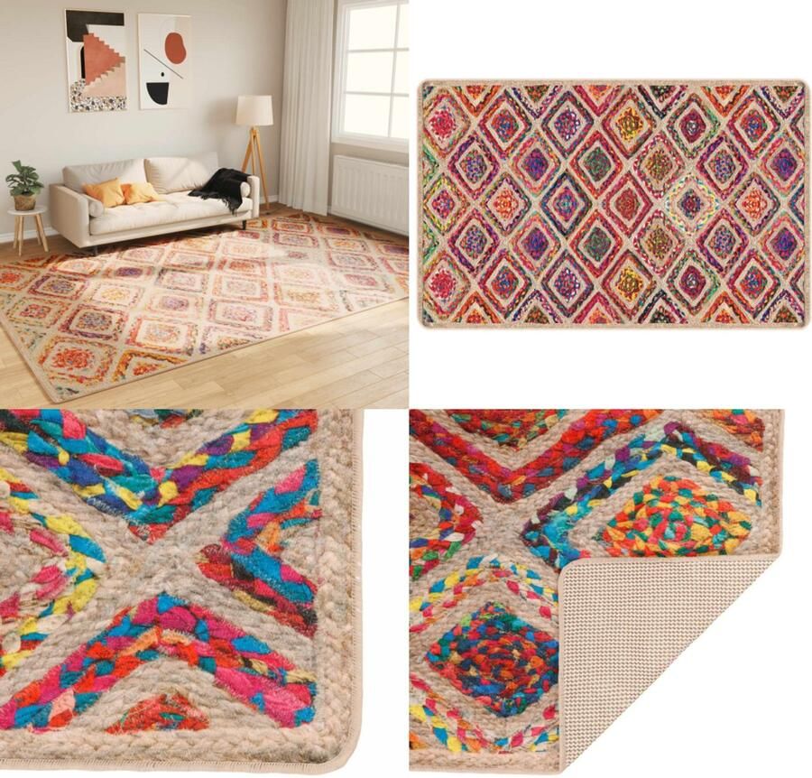 VidaXL Vloerkleed wasbaar anti-slip 190x300 cm meerkleurig Vloerkleed Vloerkleden Tapijt Vloerbedekking - Foto 2
