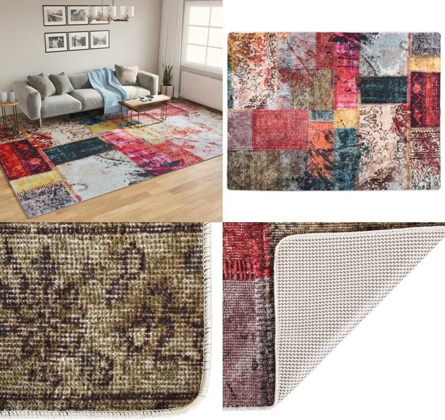 VidaXL Vloerkleed wasbaar anti-slip 400x300 cm meerkleurig Vloerkleed Vloerkleden Tapijt Vloerbedekking