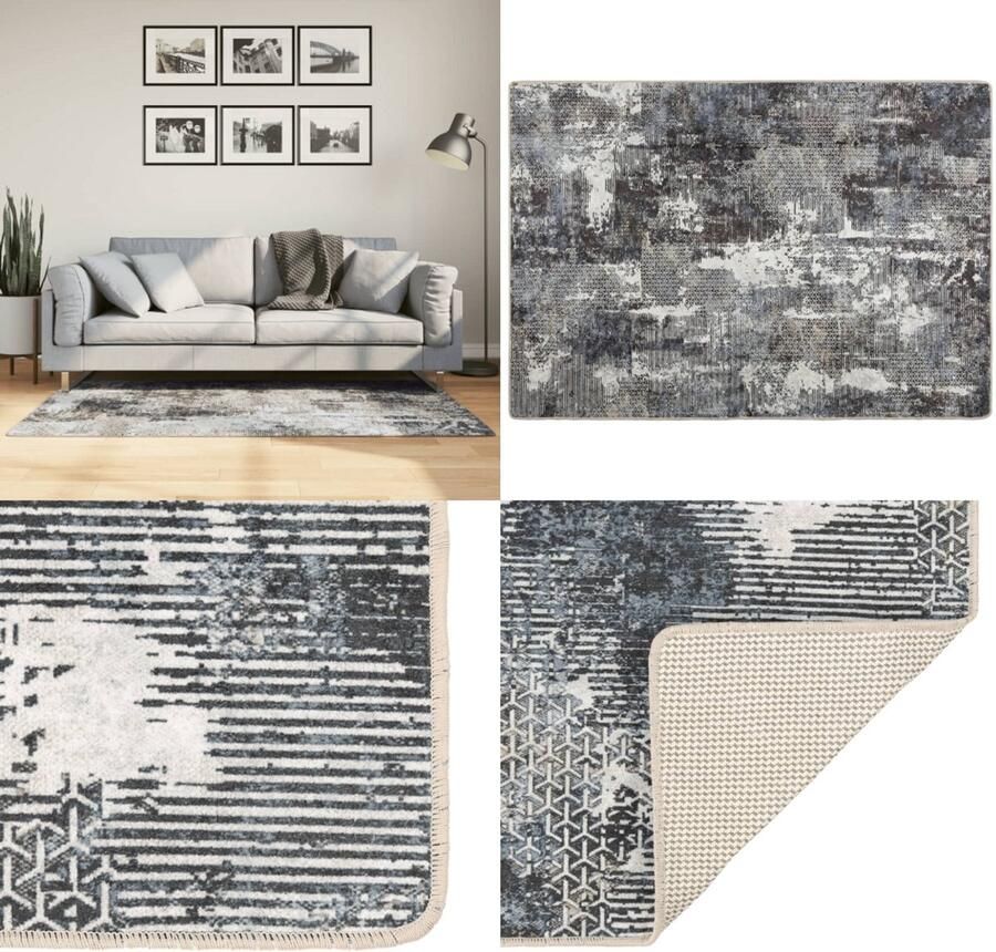 VidaXL Vloerkleed wasbaar anti-slip 80x150 cm meerkleurig Vloerkleed Vloerkleden Tapijt Vloerbedekking