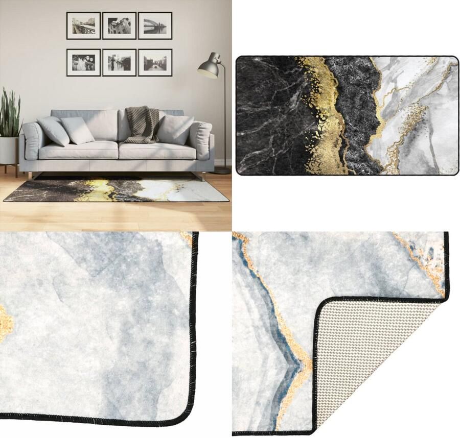 VidaXL Vloerkleed wasbaar anti-slip 80x150 cm meerkleurig Vloerkleed Vloerkleden Tapijt Vloerbedekking