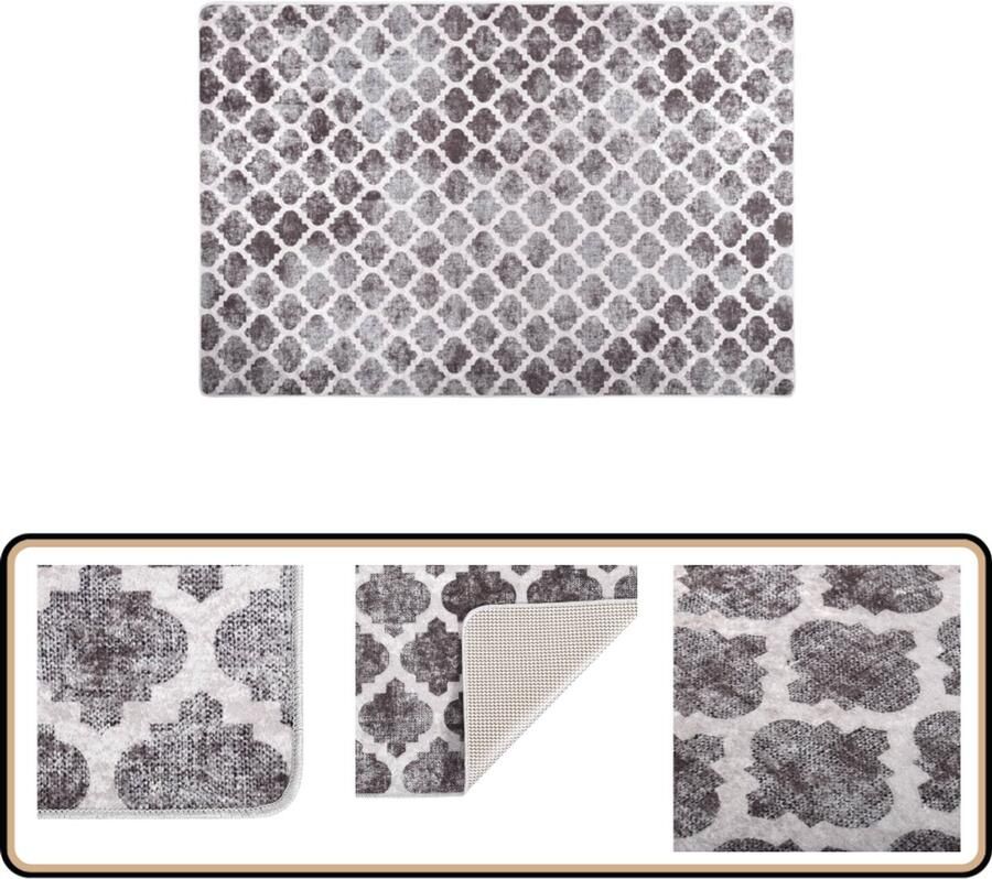 VidaXL Vloerkleed Wasbaar Anti-Slip 80x150 cm Vloerkleed Fluweel Multikleurig Warm Gevoel Zachtheid