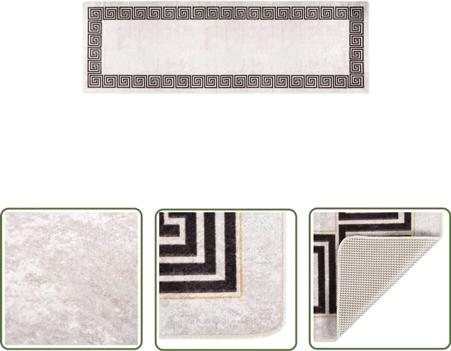 VidaXL Vloerkleed Lichtbeige 80x300 cm Wasbaar Vloerkleed Tapijten Woonkamerdecoratie Livingroom Accessoires Designvloerkleed