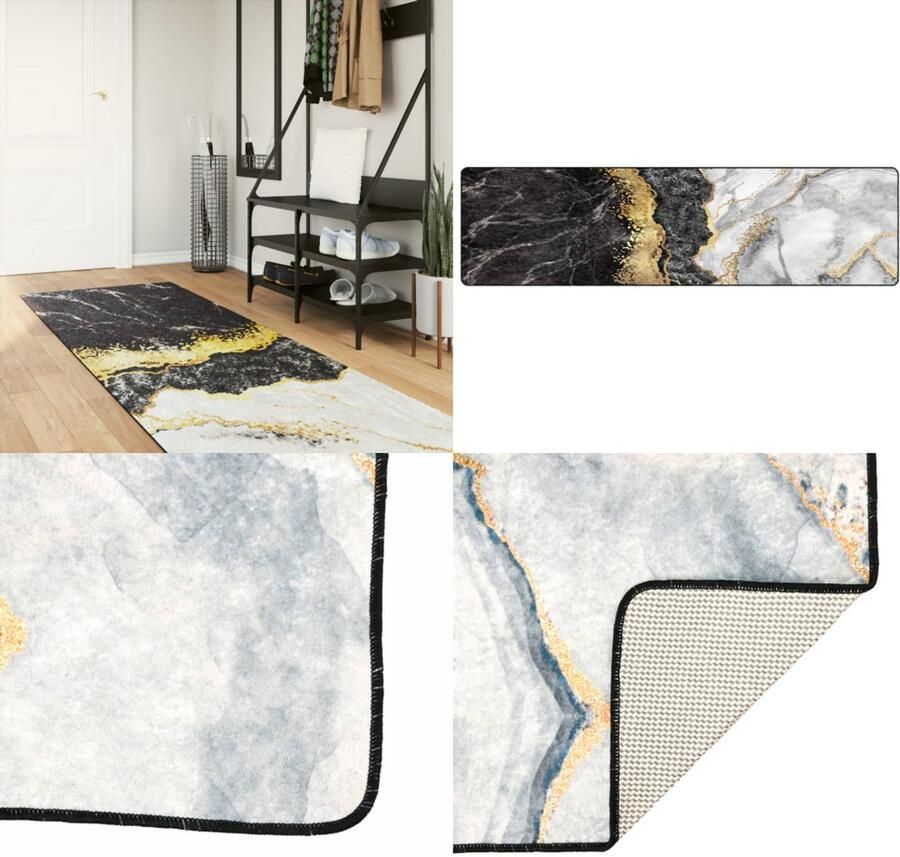VidaXL Vloerkleed wasbaar anti-slip 80x300 cm meerkleurig Vloerkleed Vloerkleden Tapijt Vloerbedekking - Foto 2