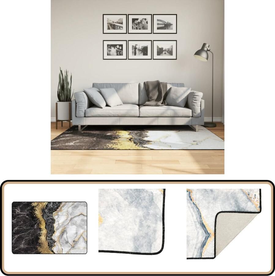 VidaXL Vloerkleed Wasbaar Antislip 120x180 cm Vloerkleden Fluweel Vloerkleed Multicoloured Vloerkleed Warm Vloerkleed Gezellig Vloerkleed Salon Vloerkleed Slaapkamer Vloerkleed Anti Slip Vloerkleed Geluiddempend Vloerkleed