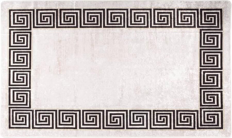 VidaXL Vloerkleed Wit Zwart 150x230 cm Anti-Slip Vloerkleed Digitale Print Anti Slip Wasbaar Woonkamer Slaapkamer Beige En Zwart - Foto 2