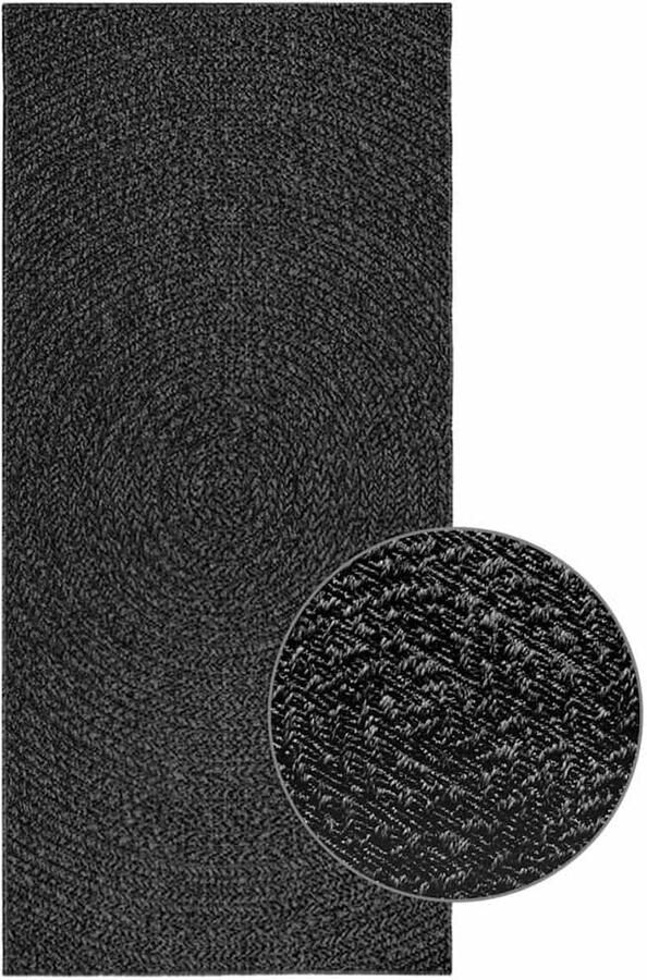 VidaXL Vloerkleed ZIZUR 100x200cm Jute Look Antraciet Vloerkleed Outdoor Tapijten Terras Tapijt Balkon Tapijt Jute Look - Foto 3