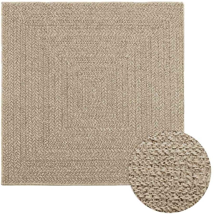 VidaXL Vloerkleed ZIZUR beige 120x120 cm Jute look Vloerkleed Jute Look Outdoor Tapijt Terras Tapijt Balkon Tapijt Beige Vloerkleed