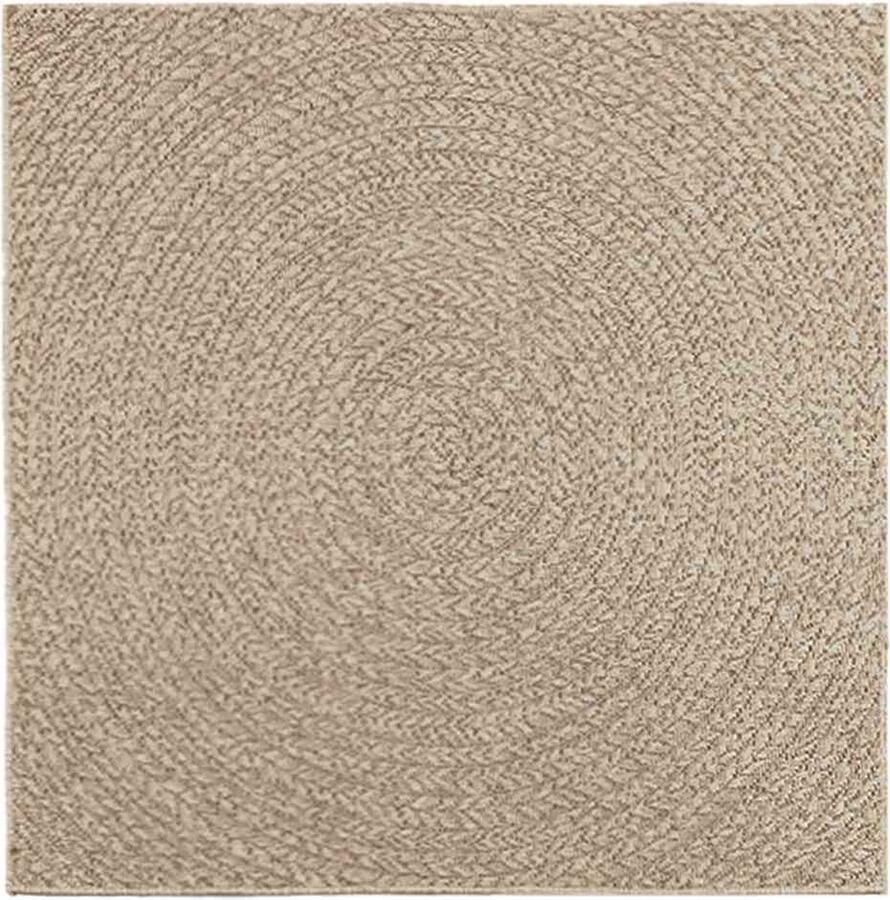 VidaXL Vloerkleed ZIZUR Beige 120x120 cm Jute Look Vloerkleed Outdoor Tapijten Juten Vloerkleed Beige Vloerkleed Patio Dekking