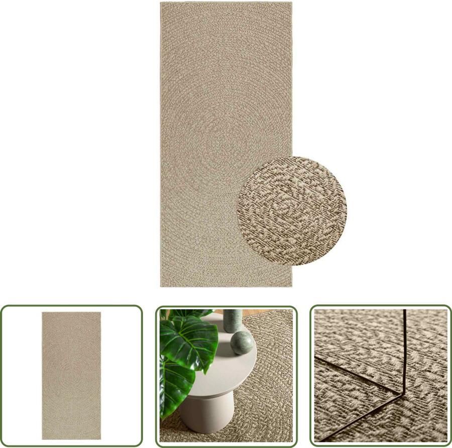 The Living Store Vloerkleed ZIZUR beige binnen en buiten 100x200 cm jute look Vloerkleed Outdoor Tapijt Terras Tapijt Balkon Tapijt Juten Look