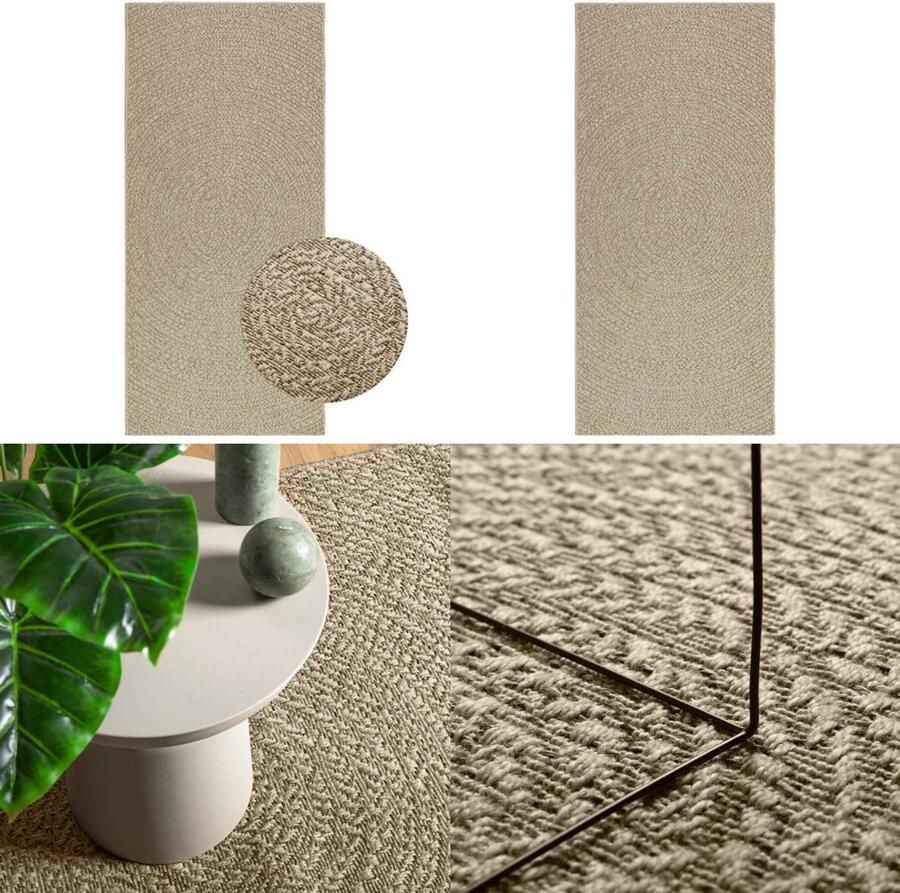 VidaXL Vloerkleed ZIZUR beige binnen en buiten 100x200 cm jute look Vloerkleed Vloerkleden Tapijt Vloerbedekking