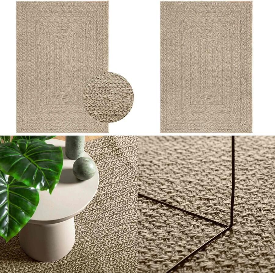 VidaXL Vloerkleed ZIZUR beige binnen en buiten 120x170 cm jute look Vloerkleed Vloerkleden Tapijt Vloerbedekking