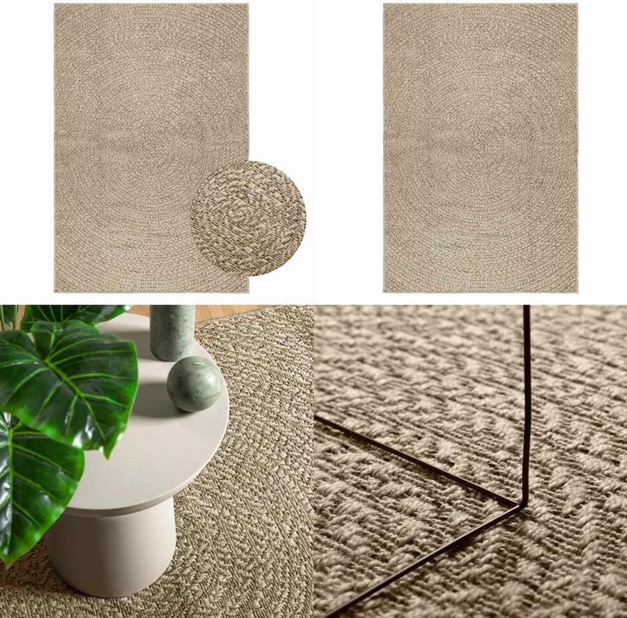 VidaXL Vloerkleed ZIZUR beige binnen en buiten 120x170 cm jute look Vloerkleed Vloerkleden Tapijt Vloerbedekking