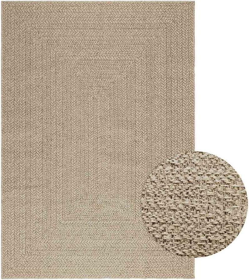 VidaXL Vloerkleed ZIZUR beige binnen en buiten 140x200 cm jute look