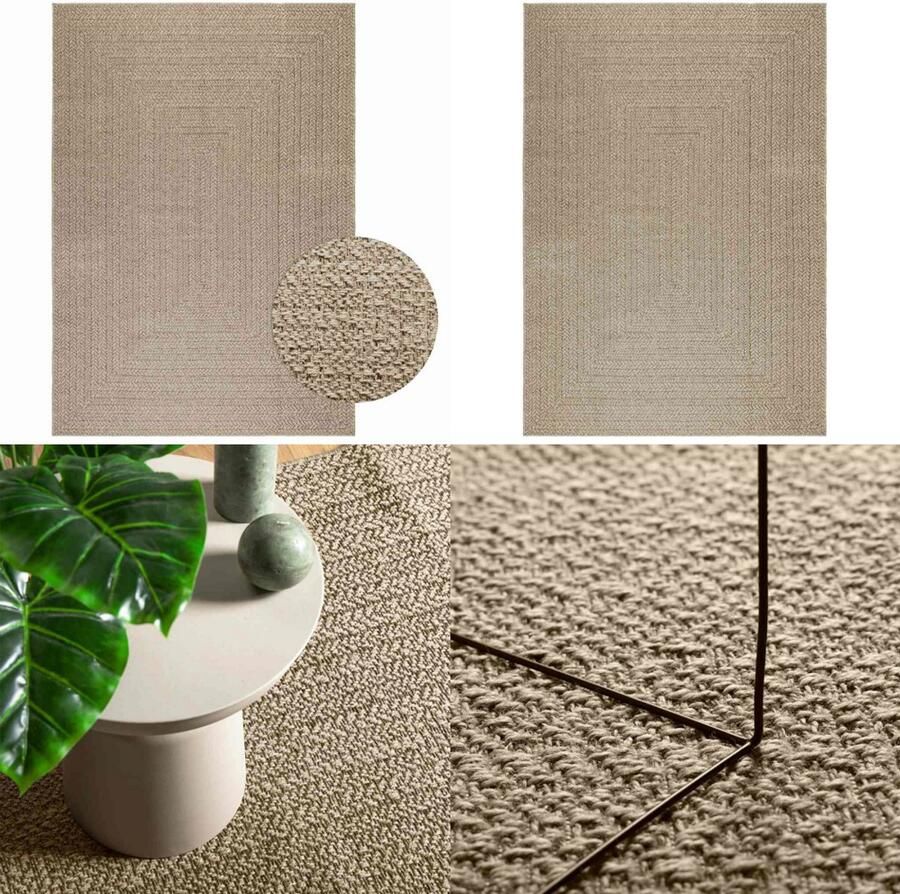 VidaXL Vloerkleed ZIZUR beige binnen en buiten 160x230 cm jute look Vloerkleed Vloerkleden Tapijt Vloerbedekking