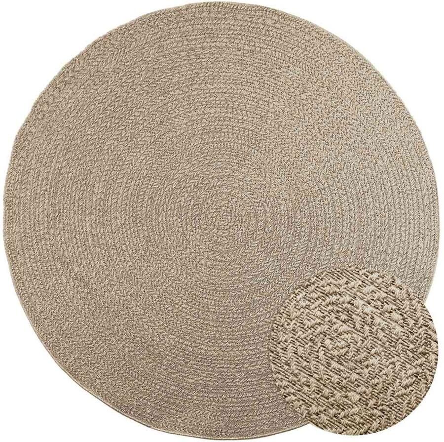 VidaXL The Living Store Vloerkleed ZIZUR beige binnen en buiten Ø 200 cm jute look Vloerkleed Tuintapijt Terras Tapijt Balkon Tapijt Jute Look - Foto 2